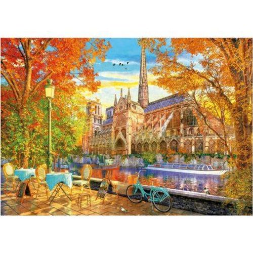 Puzzle 1000 Pieces Cathédrale Notre-Dame De Paris - Set Collection Monument De France Et Eglise En Automne + Carte tigre