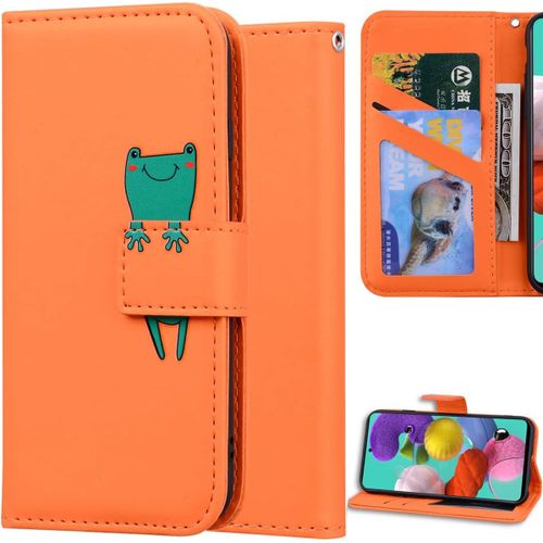 Coque Pour Samsung Galaxy Note 10 Lite, Dessin Animé Animal Modèle Magnétique Flip Wallet Protection Cover Housse Étui Case Pu Cuir Supporter Avec Carte De Crédit Fentes-Orange Grenouille