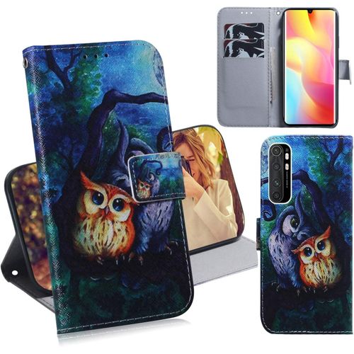 Xiaomi Mi Note 10 Lite Coque Pu Cuir Flip Housse Étui Cover Case Wallet Portefeuille Supporter Avec Porte-Cartes Pour Xiaomi Mi Note 10 Lite - Hibou