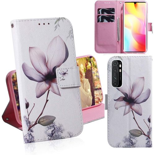 Xiaomi Mi Note 10 Lite Coque Pu Cuir Flip Housse Étui Cover Case Wallet Portefeuille Supporter Avec Porte-Cartes Pour Xiaomi Mi Note 10 Lite - Fleur