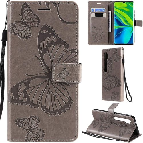Xiaomi Mi Note 10/Note 10 Pro Coque Modèle 3d Papillon Pu Cuir Flip Housse Étui Cover Case Wallet Portefeuille Support Béquille Dragonne Fermeture Magnétique Pour Xiaomi Mi Note 10 Pro - Gris