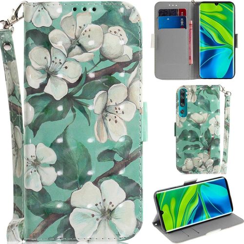 Xiaomi Mi Note 10/Note 10 Pro Coque 3d Pu Cuir Magnétique Flip Housse Étui Cover Case Wallet Portefeuille Béquille Support Pochettes Dragonne Pour Xiaomi Mi Note 10 Pro-Fleur Feuilles