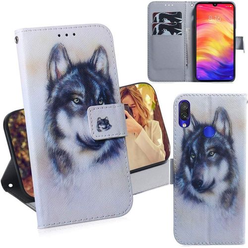 Xiaomi Redmi Note 7 Pro Coque Pu Cuir Flip Housse Étui Cover Case Wallet Portefeuille Supporter Avec Porte-Cartes Pour Xiaomi Redmi Note 7 Pro - Loup