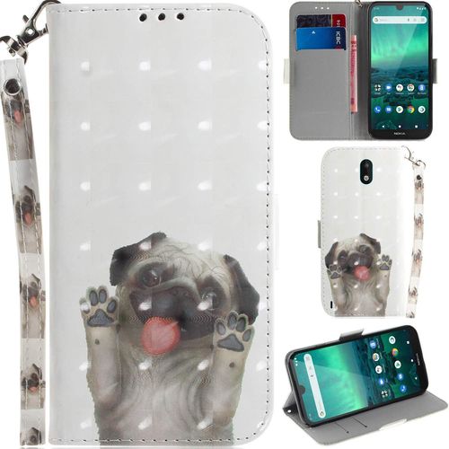 Nokia 1.3 Coque 3d Pu Cuir Magnétique Flip Housse Étui Cover Case Wallet Portefeuille Béquille Support Pochettes Dragonne Pour Nokia 1.3 - Chien