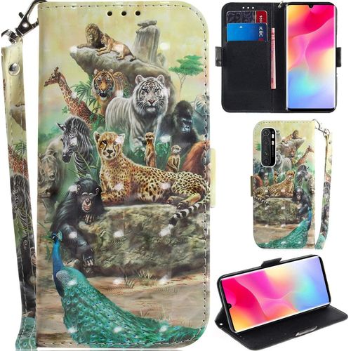 Xiaomi Mi Note 10 Lite Coque 3d Pu Cuir Magnétique Flip Housse Étui Cover Case Wallet Portefeuille Béquille Support Pochettes Dragonne Pour Xiaomi Mi Note 10 Lite - Animaux