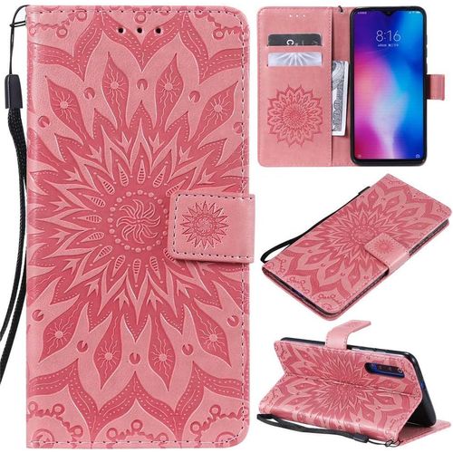 Coque Pour Xiaomi Redmi Note 9s/Note 9 Pro/Note 9 Pro Max, Motif Tournesol Pu Cuir Flip Housse Étui Cover Case Wallet Pochette Support Avec Porte-Cartes - Rose Clair