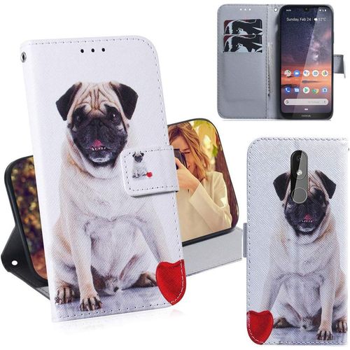Nokia 3.2 Coque Pu Cuir Flip Housse Étui Cover Case Wallet Portefeuille Supporter Avec Porte-Cartes Pour Nokia 3.2 - Chien