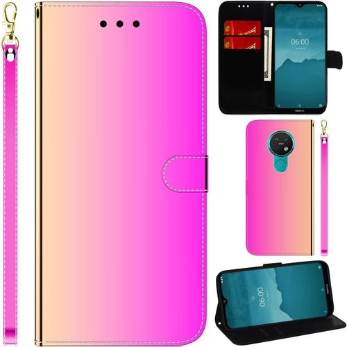 Miroir Coque Pour Nokia 6.2/Nokia 7.2, Pu Cuir Flip Housse Étui Protecteur Cover Case Wallet Portefeuille Supporter Avec Porte-Cartes Titulaire Fermoir Magnétique-Dégradé De Couleur