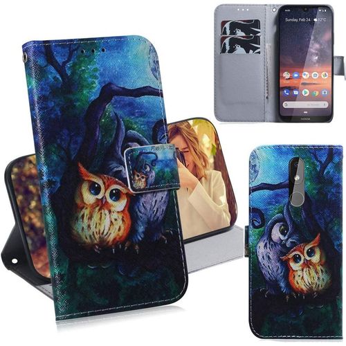 Nokia 3.2 Coque Pu Cuir Flip Housse Étui Cover Case Wallet Portefeuille Supporter Avec Porte-Cartes Pour Nokia 3.2 - Hibou