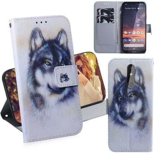 Nokia 3.2 Coque Pu Cuir Flip Housse Étui Cover Case Wallet Portefeuille Supporter Avec Porte-Cartes Pour Nokia 3.2 - Loup