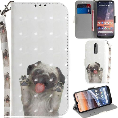 Nokia 3.2 Coque 3d Pu Cuir Magnétique Flip Housse Étui Cover Case Wallet Portefeuille Béquille Support Pochettes Dragonne Pour Nokia 3.2-Chien