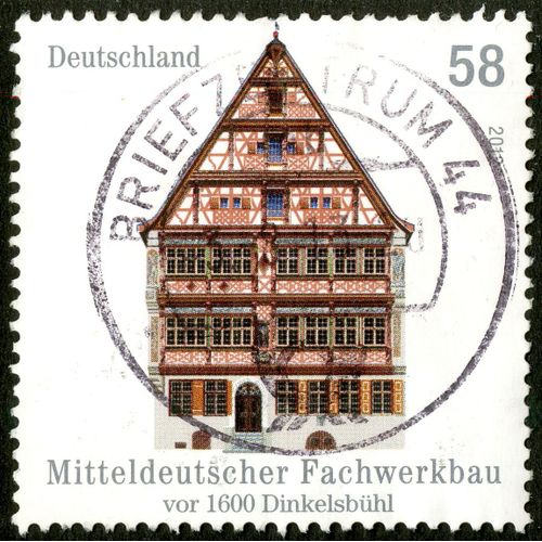 Timbre Oblitéré Deutschland, Mitteldeutscher Fachwerkbau, Vor 1600 Dinkelsbühl, 2012, 58