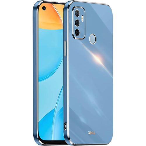 Coque Pour Oppo A53/A53s Etui Housse De Téléphone En Silicone Tpu Colorée Et Brillante Avec Bord Doré Design Bleu
