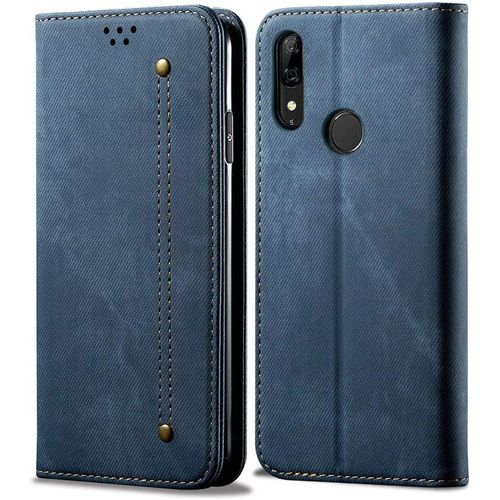 Coque Huawei Y9 Prime 2019, Rétro Denim Housse En Cuir Magnétique Portefeuille À Rabat Avec Béquille Etui Coque Pour Huawei Y9 Prime 2019 Bleu