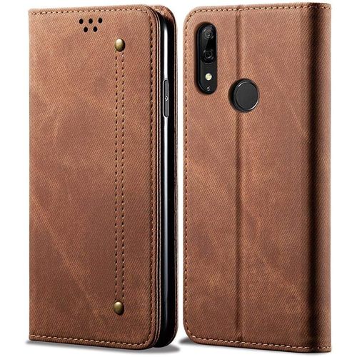 Coque Huawei Y9 Prime 2019, Rétro Denim Housse En Cuir Magnétique Portefeuille À Rabat Avec Béquille Etui Coque Pour Huawei Y9 Prime 2019 Marron