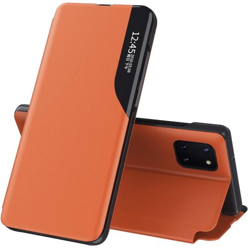Étui En Cuir Pu Pour Galaxy Note 10 Lite Coque, Smart View Fenêtre Flip Stand Cover Housse De Protection Pour Samsung Galaxy Note 10 Lite Orange