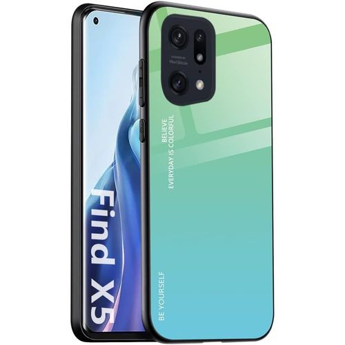 Coque En Verre Dégradé Pour Oppo Find X5 Coloré Etui En Verre Trempé+Tpu Silicone Couleur 6