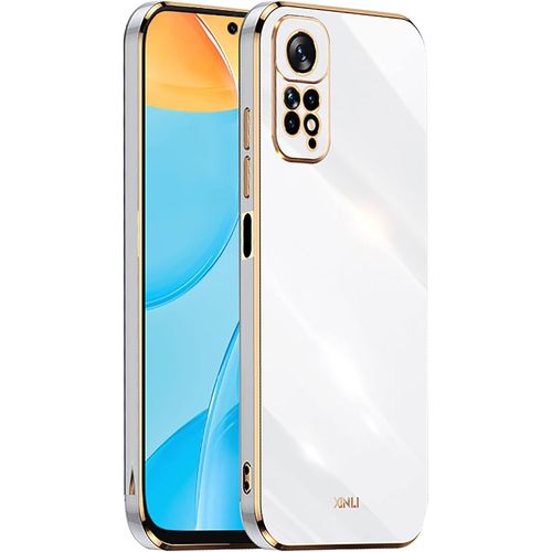 Coque Pour Xiaomi Redmi Note 11s 4g Note 11 Etui Housse De Téléphone En Silicone Tpu Colorée Et Brillante Avec Bord Doré Design Blanche