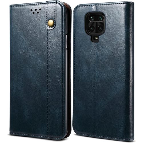 Redmi Note 9 Pro Coque, Étui En Cuir Premium Avec Emplacements Pour Cartes Et Fermeture Magnétique Portefeuille À Rabat Avec Béquille Housse Pour Xiaomi Redmi Note 9s/9 Pro/9 Pro Max Bleu