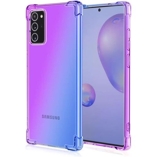 Coque Pour Samsung Galaxy Note20 5g 6.7"" Inches , Housse De Protection De Couleur Dégradée Transparente, Étui De Téléphone Anti-Chute Et Anti-Rayures-Bleu Violet