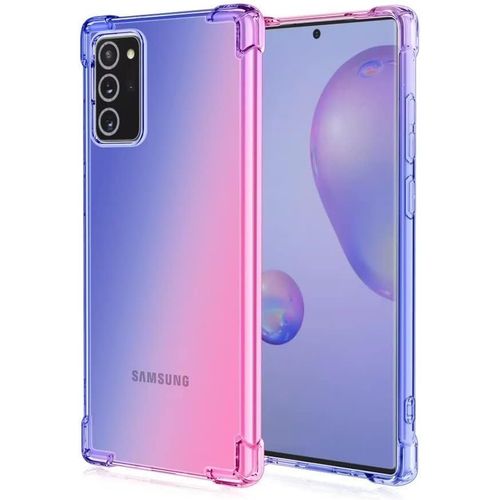 Coque Pour Samsung Galaxy Note20 5g 6.7"" Inches , Housse De Protection De Couleur Dégradée Transparente, Étui De Téléphone Anti-Chute Et Anti-Rayures-Bleu Rose