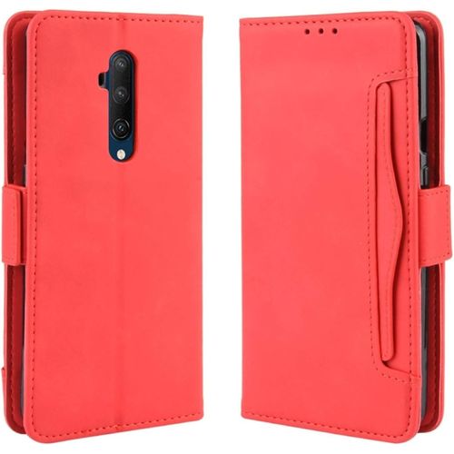 Pour Oneplus 7t Pro Portefeuille Portefeuille Skin Senteuse Cover Cover Cover Cover Cover Avec Fente De Carte Séparée Cas De Téléphone Créatif Color : Red