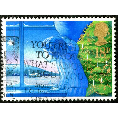 Timbre Oblitéré Angleterre, Noël, 18p