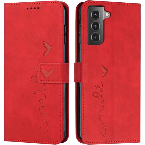 Coque Pour Samsung Galaxy S21 Plus 5g / S21+, Étui Housse En Cuir Pu Samsung S21 Plus 5g/S21+, Magnetique Pochette De Portefeuille , Etui De Protection Pour Samsung S21 Plus 5g/S21+ #Rouge