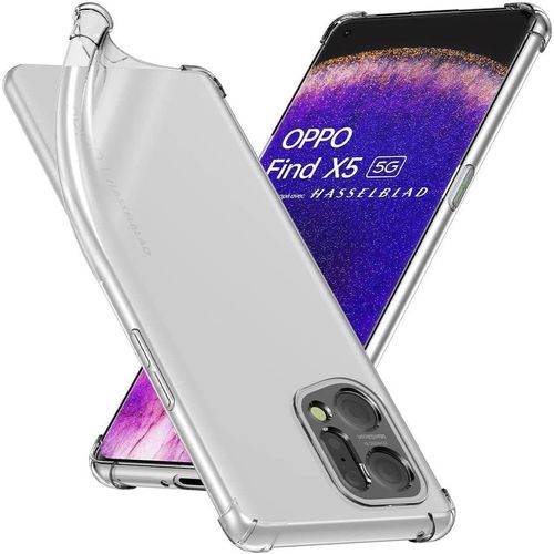 Coque Compatible Avec Oppo Find X5 Etui Housse Silicone Slim Coins Rebords Renforcés Antichoc Transparent