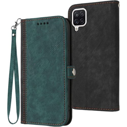 Coque Cuir Pour Samsung Galaxy A12 4g,Etui En Cuir Pour Téléphone Portable Coque Pour Samsung Galaxy M12 4g Sm-A125f/Dsn Sm-A125f/Ds Sm-M127f/Dsn Coque Housse Etui Green