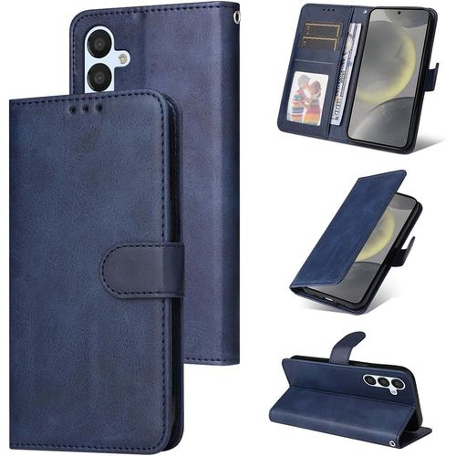Coque Pour Samsung Galaxy S24 Cuir Pu, Portefeuille Coque Pour Samsung S24 Etui Magnétique Flip Case Avec Fonction Support Fente Carte Housse 360 Degrés Antichoc Protection, Bleu