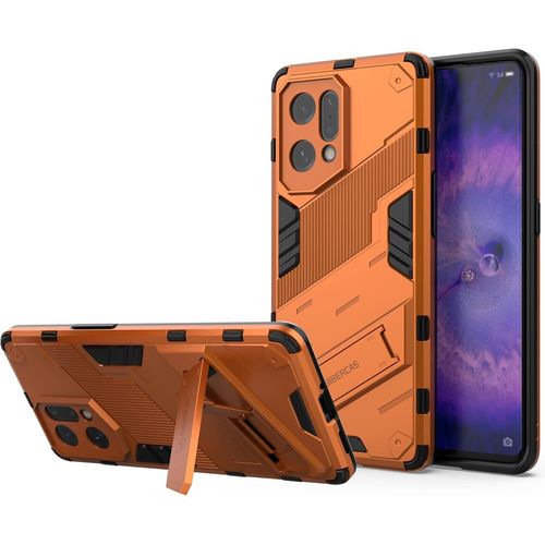 Coque Pour Oppo Find X5 Avec Support Invisible Qualité Militaire Antichute Protection Fonction De Support De Voiture Magnétique Étui Pc Et Tpu Orange