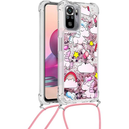 Coque Pour Xiaomi Redmi Note 10s Silicone Quicksands Transparent Souple Housse Pour Xiaomi Redmi Note 10s Antichoc Ultra Mince Avec Diy Cordon Rose #3