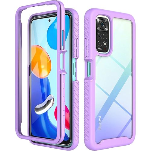 Coque Transparente Pour Xiaomi Redmi Note 11s/Note 11 Antichoc Housse Full Body Protection, Étui Antipoussière Incassable Avec Protecteur D'écran , Violet Clair