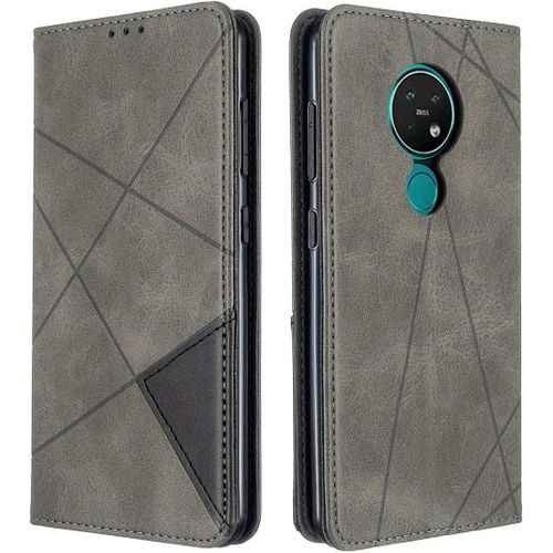 Nokia 6.2 7.2 Coque Flip Cover Portefeuille À Rabat Magnétique Étui En Cuir Avec Emplacement Carte Housse De Protection Pour Nokia 6.2 7.2 6.3"" Gris