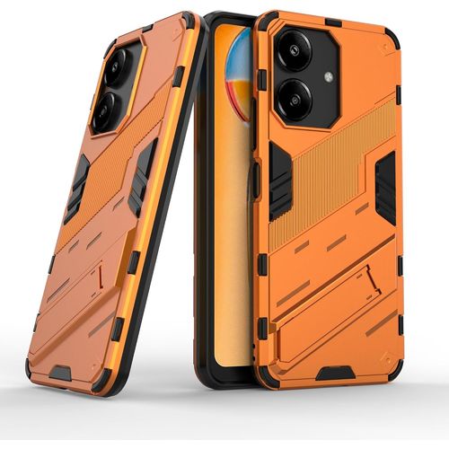 Coque Pour Xiaomi Redmi 13c 5g Avec Support Invisible Qualité Militaire Anti-Chute Protection Fonction De Support De Voiture Magnétique Étui Pc Et Tpu, Orange