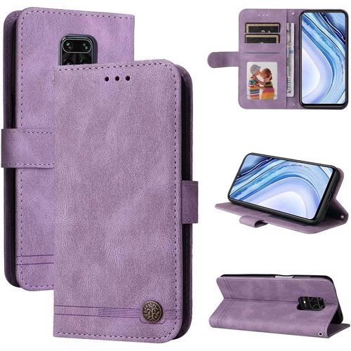 Coque Pour Xiaomi Redmi Note 9s Étui Rabat Porte Portefeuille 3 Fentes Pour Cartes Stand Support Magnétique Amovible Dragonne Pu 360° Antichoc 2& Verre Trempé,Black