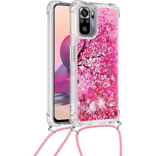 Coque Pour Xiaomi Redmi Note 10s Silicone Quicksands Transparent Souple Housse Pour Xiaomi Redmi Note 10s Antichoc Ultra Mince Avec Diy Cordon Rose #1