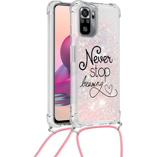 Coque Pour Xiaomi Redmi Note 10s Silicone Quicksands Transparent Souple Housse Pour Xiaomi Redmi Note 10s Antichoc Ultra Mince Avec Diy Cordon Rose #2