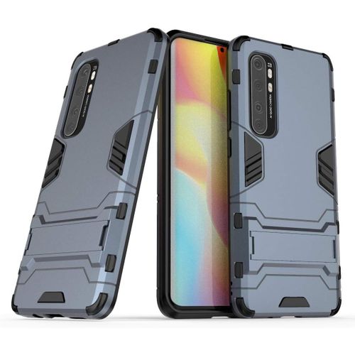 Xiaomi Mi Note 10 Lite Coque, Avec Support De Téléphone Portable¿Structure Double Couche Anti-Poussière Et Antichoc¿Etui Housse Pour Xiaomi Mi Note 10 Lite-Bleu Foncé