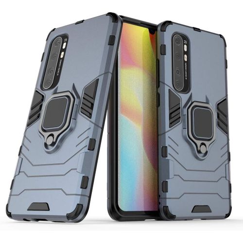 Xiaomi Mi Note 10 Lite Coque Avec Support De Téléphone Portable Structure Double Couche Anti Poussière Et Antichoc Etui Housse Pour Xiaomi Mi Note 10 Lite Bleu Foncé