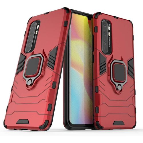 Xiaomi Mi Note 10 Lite Coque Avec Support De Téléphone Portable Structure Double Couche Anti Poussière Et Antichoc Etui Housse Pour Xiaomi Mi Note 10 Lite Rouge