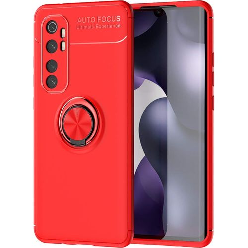 Ultra Mince Doux Tpu Housse Pour Xiaomi Mi Note 10 Lite Etui Coque 360 Ring Magnetique Holder Robuste Protection Rugged Armor Bumper Telephone Case Cover Rouge