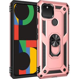 Coque Pour Google Pixel 5 Coque, Avec Support De Téléphone Portable¿Structure Double Couche Anti-Poussière Et Antichoc¿Etui Housse Pour Google Pixel 5-Or Rose