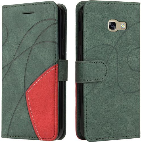 Coque Pour Samsung Galaxy A5 2017 / A520, Etui En Cuir Pu Portefeuille Housse Fermeture Magnétique Und Flip Protection Case Avec Antichoc Tpu, Etui À Rabat, Fentes Pour Cartes Vert