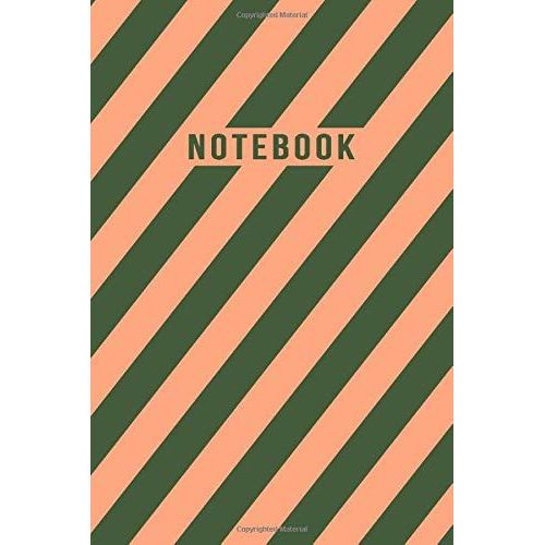 Notebook: Elegant Green Olive And Peach Diagonal Striped Journal - Lined Journal & Diary For Writing And Taking Notes