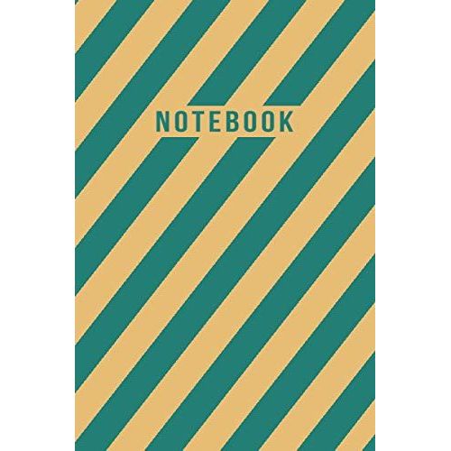 Notebook: Elegant Green Turquoise And Gold Diagonal Striped Journal - Lined Journal & Diary For Writing And Taking Notes