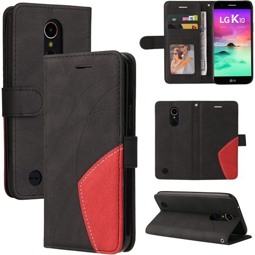 Coque Pour Lg K10 2017, Cuir Multifonction, Antivol,Pochette De Portefeuille,Fermeture Magnétique Flip Case Pour Lg K10 2017 - Noir