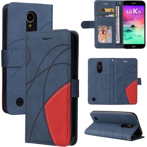Coque Pour Lg K10 2017, Cuir Multifonction, Antivol,Pochette De Portefeuille,Fermeture Magnétique Flip Case Pour Lg K10 2017 - Bleu