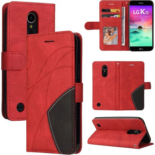 Coque Pour Lg K10 2017, Cuir Multifonction, Antivol,Pochette De Portefeuille,Fermeture Magnétique Flip Case Pour Lg K10 2017 - Rouge